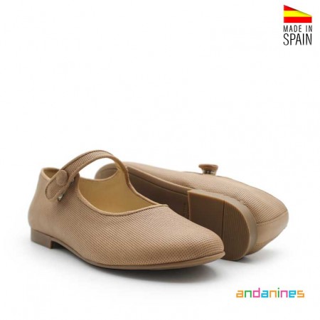 Merceditas taupe niña cómodas para vestir y comunión