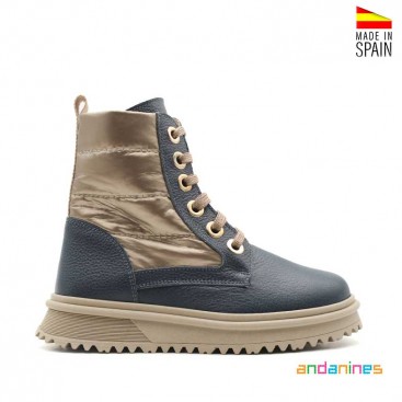 botines azules piel niña