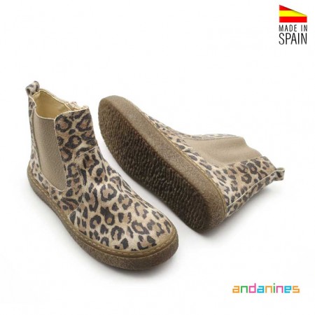 Botines Serraje Estampado Leopardo Niña