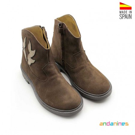 Botines Marrón Niña Serraje