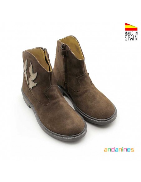 Botines Marrón Niña Serraje