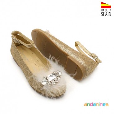 bailarinas de glitter doradas para niña