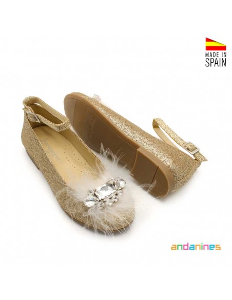 bailarinas de glitter doradas para niña