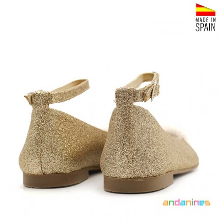 zapatos glitter dorados niña