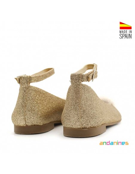 zapatos glitter dorados niña