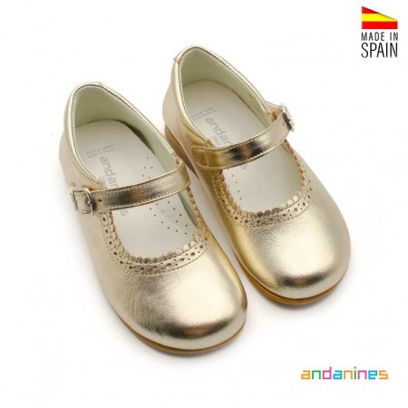 Zapatos niña piel dorada