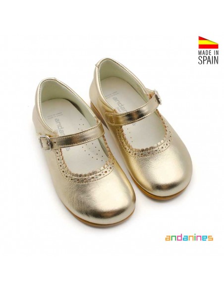 Zapatos niña piel dorada