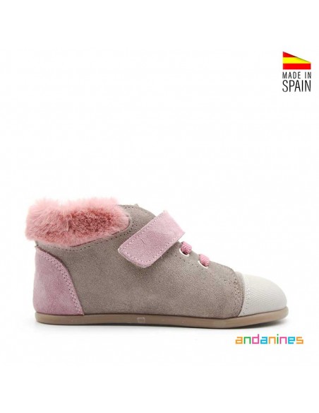 Botines gris niña interior cálido