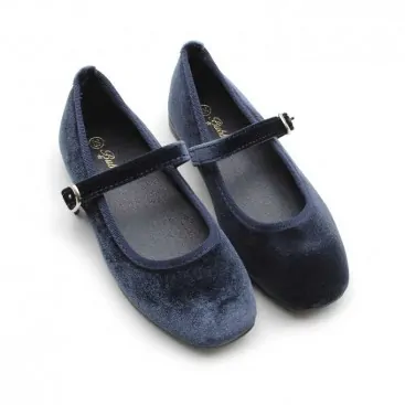 zapato terciopelo niña​ azul marino