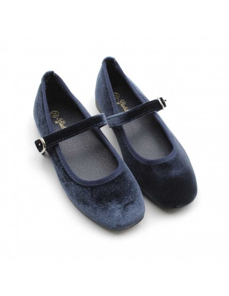 zapato terciopelo niña​ azul marino