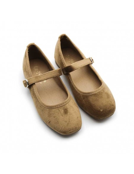 zapato hebilla terciopelo niña