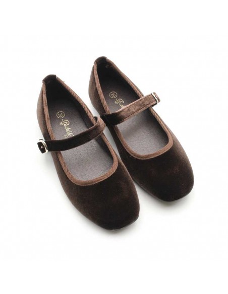 zapato terciopelo marrón niña