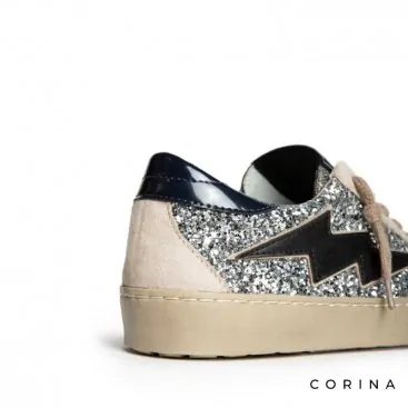 Zapatillas retro glitter plateadas