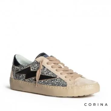 Sneakers glitter plateado