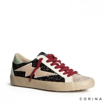 Sneakers glitter negro mujer