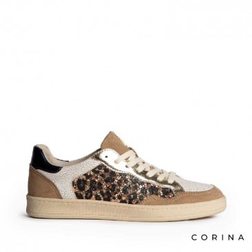 Sneakers leopardo doradas mujer