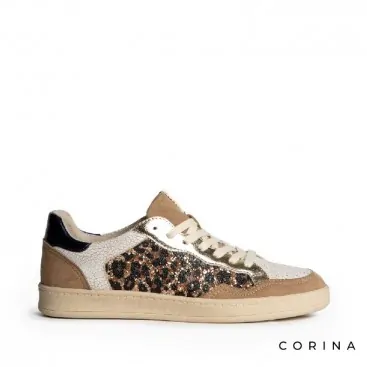 Sneakers leopardo doradas mujer