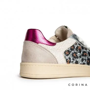 Bambas mujer leopardo plateadas