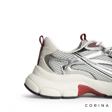 Sneakers plateadas suela gruesa