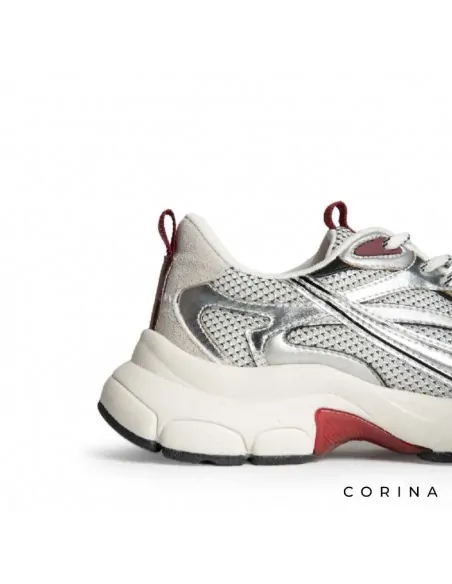Sneakers plateadas suela gruesa