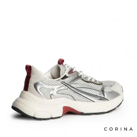 Sneakers modernas plateadas mujer