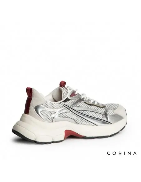 Sneakers modernas plateadas mujer