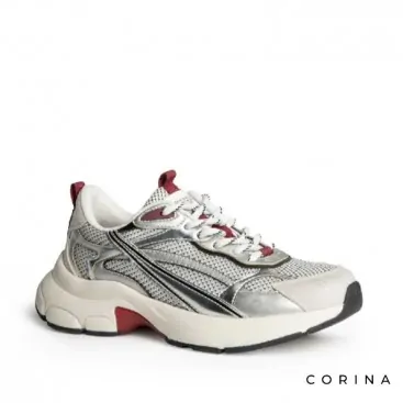 Sneakers retro plateadas Corina