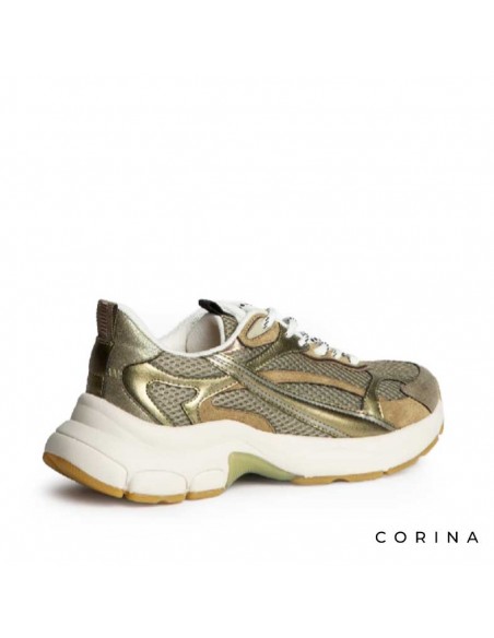 Sneakers doradas modernas mujer