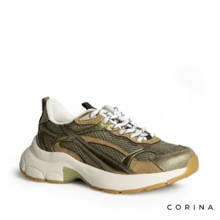 Sneakers doradas retro Corina