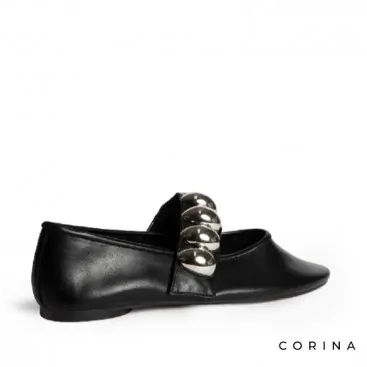 Bailarinas negras con piezas plata