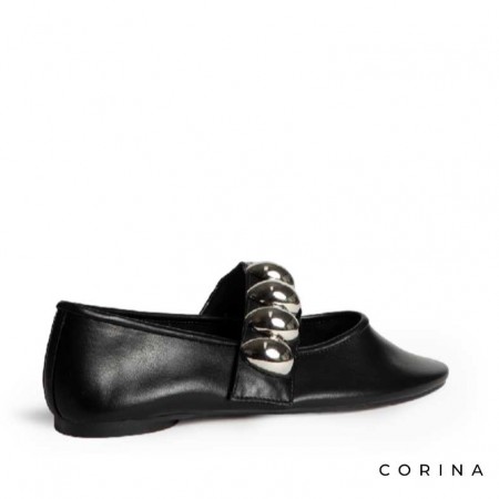 Bailarinas negras con piezas plata