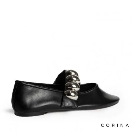 Bailarinas negras con piezas plata