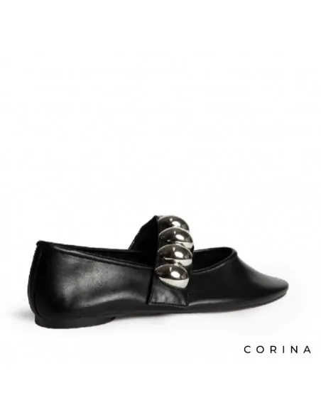 Bailarinas negras con piezas plata