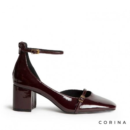 zapatos charol burdeos mujer