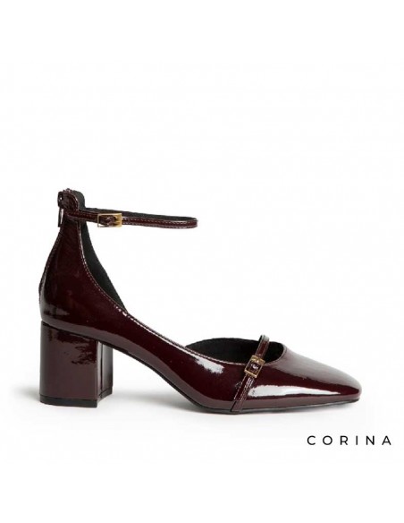 zapatos charol burdeos mujer