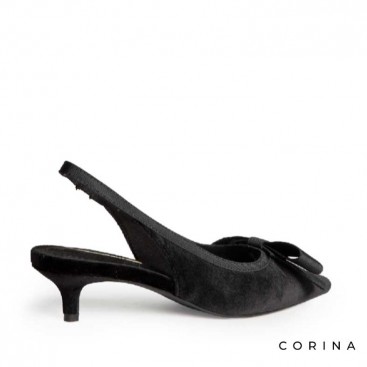 Zapatos tacon bajo terciopelo negro