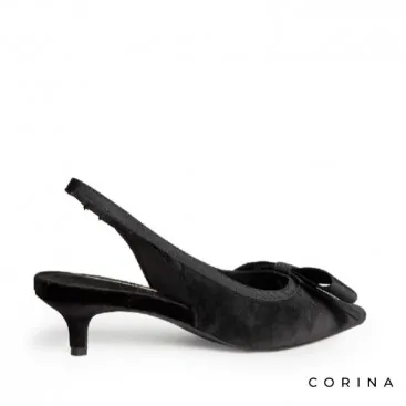 Zapatos tacon bajo terciopelo negro