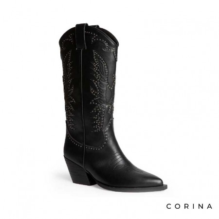 Botas altas negras cowboy
