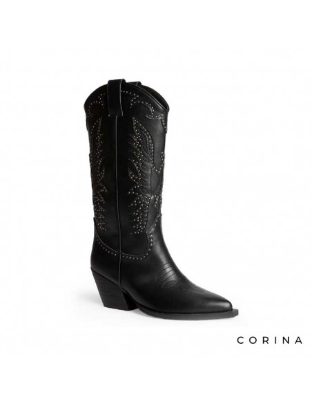 Botas altas negras cowboy