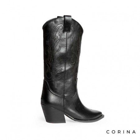Botas negras bordadas