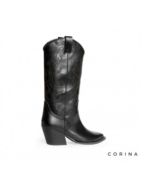 Botas negras bordadas