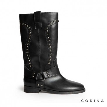 Botas biker polipiel negra