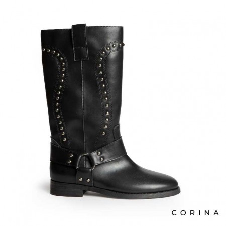 Botas biker polipiel negra