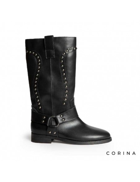 Botas biker polipiel negra