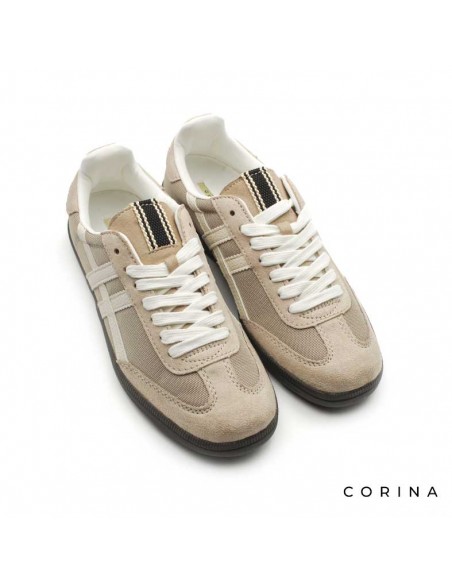 bambas mujer beige​ lazo