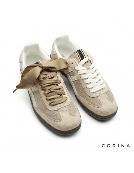 sneakers mujer beige​ lazo