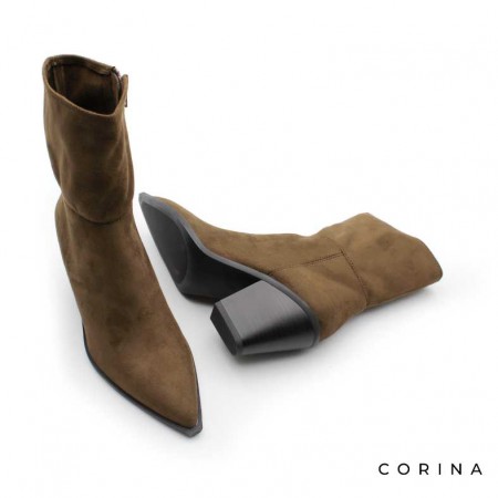 botines tacon ancho marron