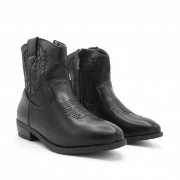 Botines cowboy negros para niña con cremallera lateral