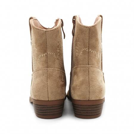 Botines cowboy beige para niña con suela de goma y tacón de 2,5 cm
