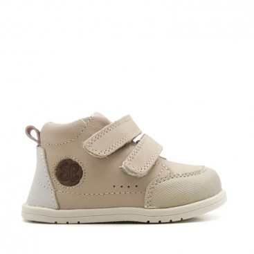 Bota barefoot bebé beige BabyCare con doble velcro